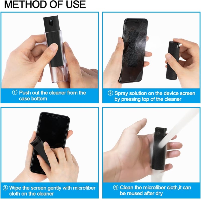 walrfid Screen Cleaner Touchscreen Mist Spray, Cleaning Kit for Electronic Smart Phone TV, Laptop, Tablet, PC, Computer LCD Flat Screens, Compatible with iPhone iPad MacBook Pro - Black - Image 3